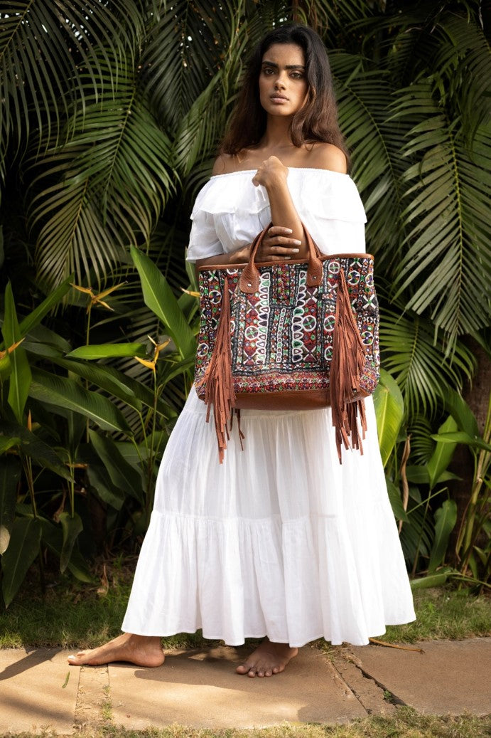 Rabari Tribal Bag in Blue Silk Hand Embroidered By Kevalben Natha – Far  East Weavers